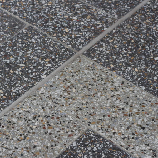 Terrazzo Honed Pavers - Charcoal and Natural