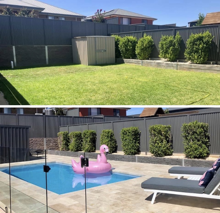 Pool Area Before and After Travertine