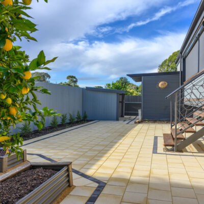 Havenbrick charcoal | Stradapave oatmeal Patio Paving | Southern Earth Landscaping
